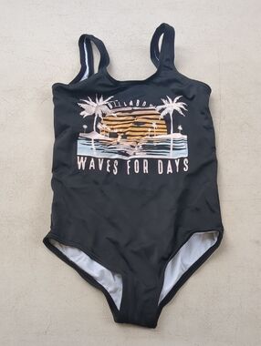 Billabong Black One-Piece Swimsuit with Sunset Graphic